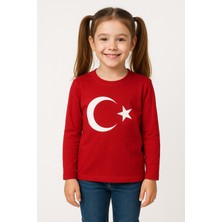Sibel Günay Butik Çocuk Türk Bayraklı Ay Yıldızlı Kırmızı Unisex Uzun Kollu Body | %100 Pamuk