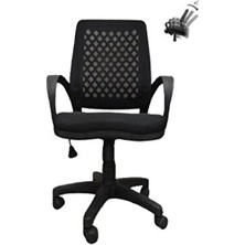 Porziyon Depar Plastik - Fileli Ofis Büro Öğrenci Çalışma Koltuğu - Sandalyesi Siyah