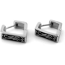 Viking Beşgen Tasarım Nordik Paslanmaz Çelik Unisex Halka Küpe ER210