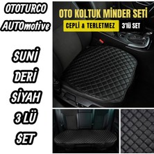 Ergonomik,ortopedik,suni Deri Kapitoneli Lüks Ototurco Oto Koltuk Kılıfı-Minderi (3 Lü Set)Siyah