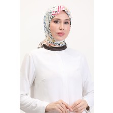 Desenli Soft Eşarp 70243-06 Acı Kahve Çağla Yeşili