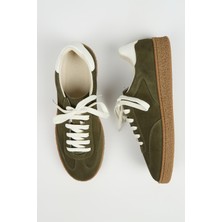 Krähe Palminteri 2 Erkek Hakiki Deri Bağcıklı Haki-Ekru Sneakers