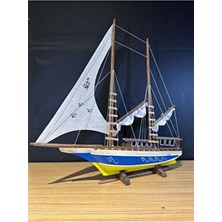 Lapidaria Yelkenli Ahşap Gemi Maketi Büyük Boy Renkli Ankaragücü Hediye Tasarımı