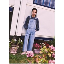 Düz Kesim Denim Tulum