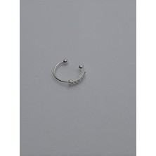 SET 925 Ayar Gümüş Deliksiz Sıkıştırmalı Zirkon Taşlı Halka Hızma Kadınlar İçin Şık Tasarım