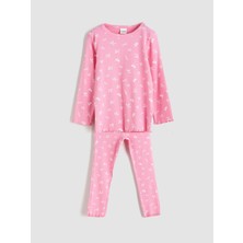 Lc Waikiki Yeni Sezon Bisiklet Yaka Fiyonk Baskılı Kız Çocuk Pijama Takımı