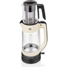 Taç Glassdem Cam Demlikli Çay Makinesi Krem TAÇ-7866