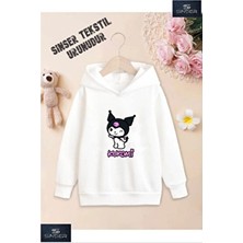 Kız/erkek Çocuk Beyaz Kapüşonlu ''kuromı'' Baskılı Sweatshirt