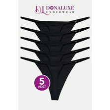 Kadın Tanga ,siyah Ipli Tanga Pamuklu Yumuşak Kumaş 5'li