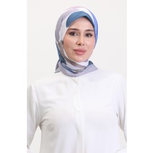 Desenli Soft Eşarp 70246-02 Pudra Indigo