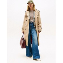 Tommy Hilfiger Pamuklu Normal Kesim Kruvaze Kadın Bej Mont WW0WW46529AEG