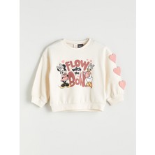 Lc Waikiki Yeni Sezon Bisiklet Yaka Minnie Mouse Baskılı Kız Çocuk Sweatshirt