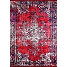 Aren Halı Sovvieco Klasik Göbekli Kırmızı Polyester ve Pamuklu Kaydırmaz Tabanlı Dijital Baskı Halı