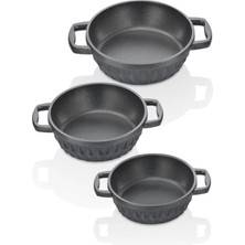 Taç Bella Döküm 3 Lü Sahan Set Siyah 18-20-22 cm 8029