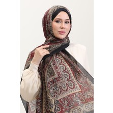 Etnik Kehribar Şal 70277-06 Siyah Bordo