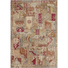 Aren Halı Salamanca Patchwork Bej Polyester ve Pamuklu Yıkanabilir Kaydırmaz Taban Dijital Baskı Halı
