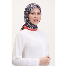 Desenli Soft Eşarp 70261-12 Turuncu Lacivert