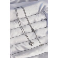 316L Çelik Gümüş Renk Kalp Model Love Kolye KLY-905545