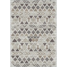 Aren Halı Primo Geometrik Gri Polyester ve Pamuklu Yıkanabilir Kaydırmaz Taban Dijital Baskı Halı