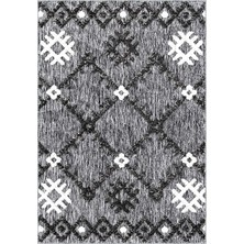 Aren Halı Savoia Geometrik Gri Polyester ve Pamuklu Yıkanabilir Kaydırmaz Taban Dijital Baskı Halı