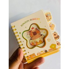 Capybara Kapibara Not Defteri Ayraçlı Çizgili Spiralli Hologram Değişebilen Figürlü Kapak