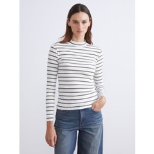 Lc Waikiki Yeni Sezon Dik Yaka Çizgili Kadın Body