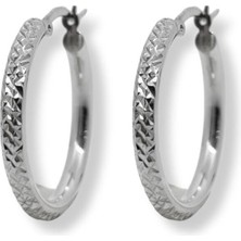 Oya Silver Kalemli Kadın Gümüş Halka Küpe 2.5x2.5cm