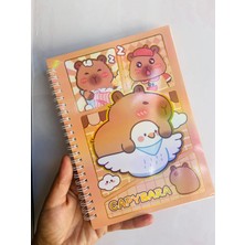 Capybara Kapibara Defter Spiralli Çizgili Yaldızlı Parlak Kapak