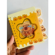 Capybara Kapibara Not Defteri Ayraçlı Çizgili Spiralli Hologram Değişebilen Figürlü Kapak