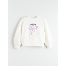 Lc Waikiki Yeni Sezon Bisiklet Yaka Baskılı Kız Çocuk Sweatshirt