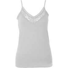 Belinay Kadın 2'li Beyaz Modal Ip Askılı Dantel Detaylı Atlet