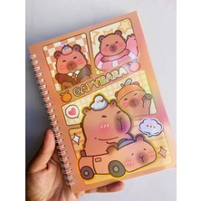 Capybara Kapibara Defter Spiralli Çizgili Yaldızlı Parlak Kapak