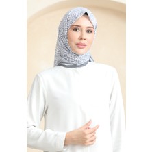 Desenli Soft Eşarp 70244-05 Gri Beyaz