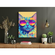 Gözlüklü Kedi Pop Art -Ahşap Mdf Tablo