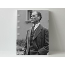 Mustafa Kemal Atatürk Gri Beyaz - Ahşap Mdf Tablo