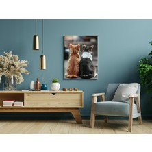 Iki Kedi Bir Arada - Ahşap Mdf Tablo