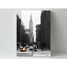 New York ve Sarı Taksi - Ahşap Mdf Tablo