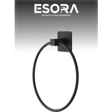 Siyah Yuvarlak Metal Kare Yapışkanlı Havluluk