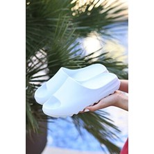 Eva Beyaz Günlük Rahat Balkon Bahçe Havuz Plaj Terliği Unisex Terlik