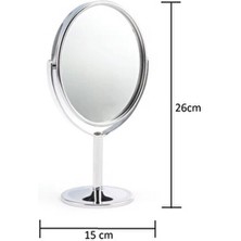 Oval Masaüstü Ayaklı 360° Dönebilen, Işyeri, Seyahat Için Mini Krom Ayna 15X25CM