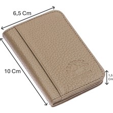 Westpolo Hakiki Deri Bol Kart Bölmeli Unisex Kartlık - Vizon