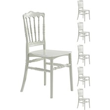 Sandalie 6 Adet Miray Beyaz Sandalye Modern Tasarım Plastik Malzeme ile Balkon-Bahçe-Mutfak İçin