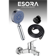 Krom Banyo Bataryası Duş Başlığı Hortumu ve Mafsalı Set