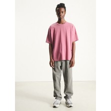Pembe Erkek Standart Desensiz T-Shirt MFIZ02AH25CANDVIN