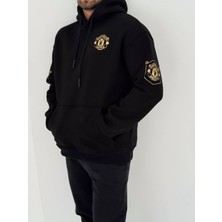 Manchester U Siyah Fermuarlı Hırka - Oversıze Şardonlu Kaliteli Hırka