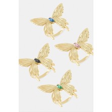 Kelebek Kristal Taşlı Metal Yüzük