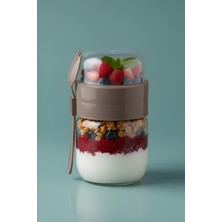 Cam Kaşık ve Çatallı Hazırla ve Çık Diyet ve Yoğurt Kabı Yemek Saklama Kabı 625 ml