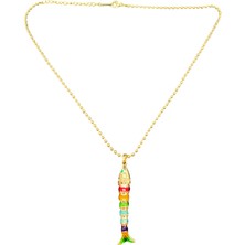 Fm Yedi Renk Balık  Model Anti Alerjik 316 L Zincir Gold Renk Çelik Kolye