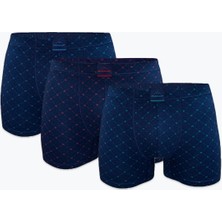 Malabadi Erkek 3'lü Desenli Lacivert Premium Collection Modal Boxer 3M251
