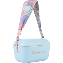 Prinkstyle Patchwork Classic Sky Blue Baby Pink Pamuk ve Deri Kayışlı Soğuk ve Sıcak Tutucu Thermo Box 20 Lt